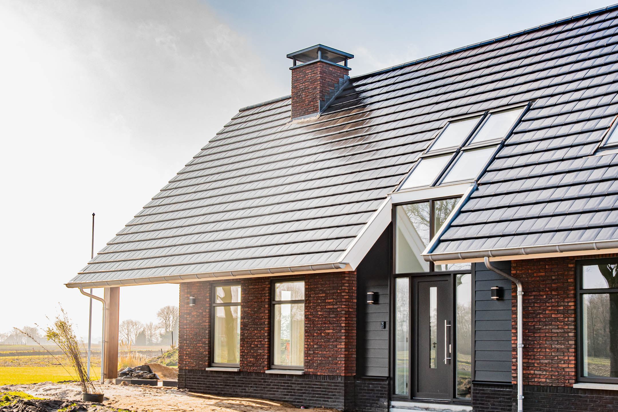 Prefab schoorsteen nieuwbouw villa Wildervank