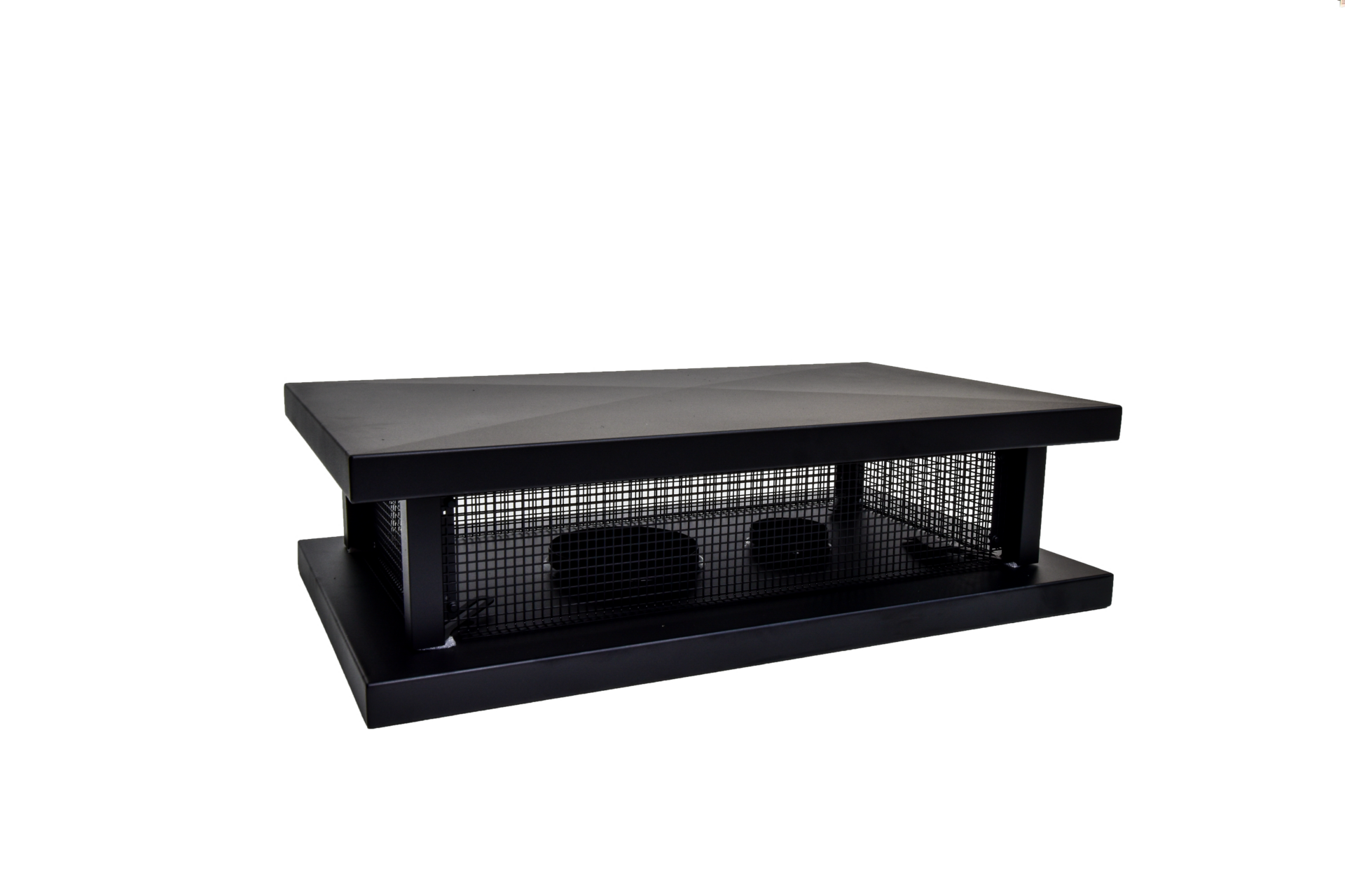 RVS dubbele kap met vonkengaas schoorsteenkap